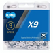 Ланцюг KMC X9 Silver/Grey 9 швидкостей 114 ланок + замок, в боксі