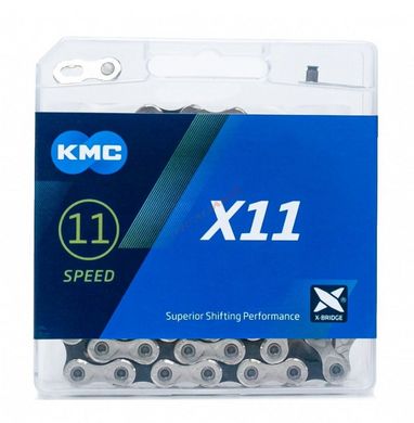 Цепь KMC X11 11 скоростей 114 звеньев + замок серебристый / черный