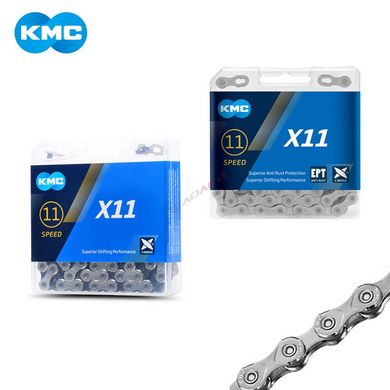 Цепь KMC X11 11 скоростей 114 звеньев + замок серебристый / черный