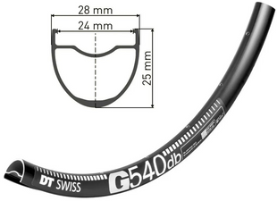 Обід 29/28" DT Swiss G 540 Disc, 28H, 565g, 622x24mm, чорний