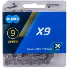 Цепь KMC X9 Grey 9 скоростей 114 звеньев серый + замок