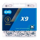 Цепь KMC X9-silv/grey, 9 ск., замок, 116 звеньев, серебристая