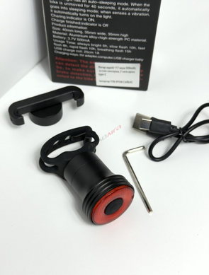 Фонарь задний 117, аккум. 500mAh, стоп-сенсор, красный