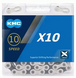 Ланцюг 10 шв. KMC X10 116 зв. silver/black із замком NEW BOX, сріблястий